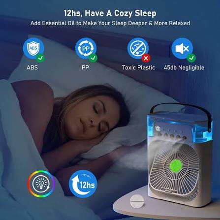 ❄️ Portable USB Air Cooler Fan with Humidifier & LED Light